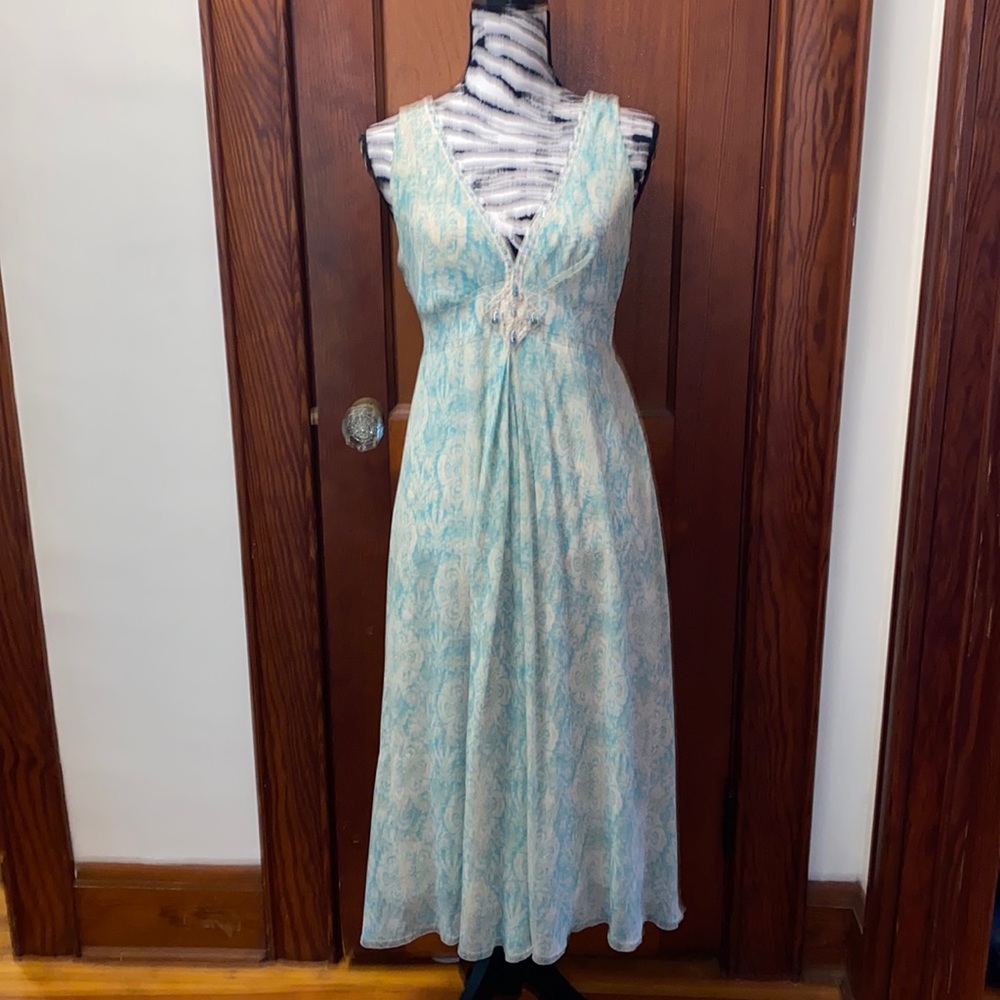 Jonathan Martin vintage floral beaded v neck dress size 10
